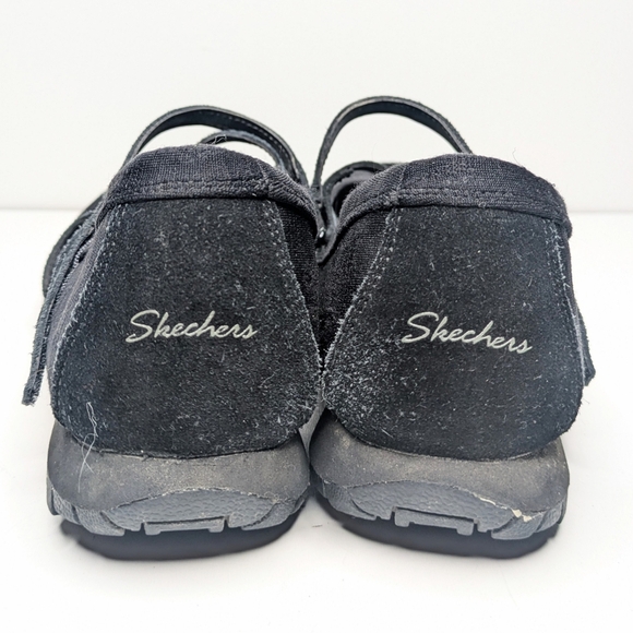Y2K Skechers Black Suede Strappy Ballet Flats Sneakers - Picture 4 of 8